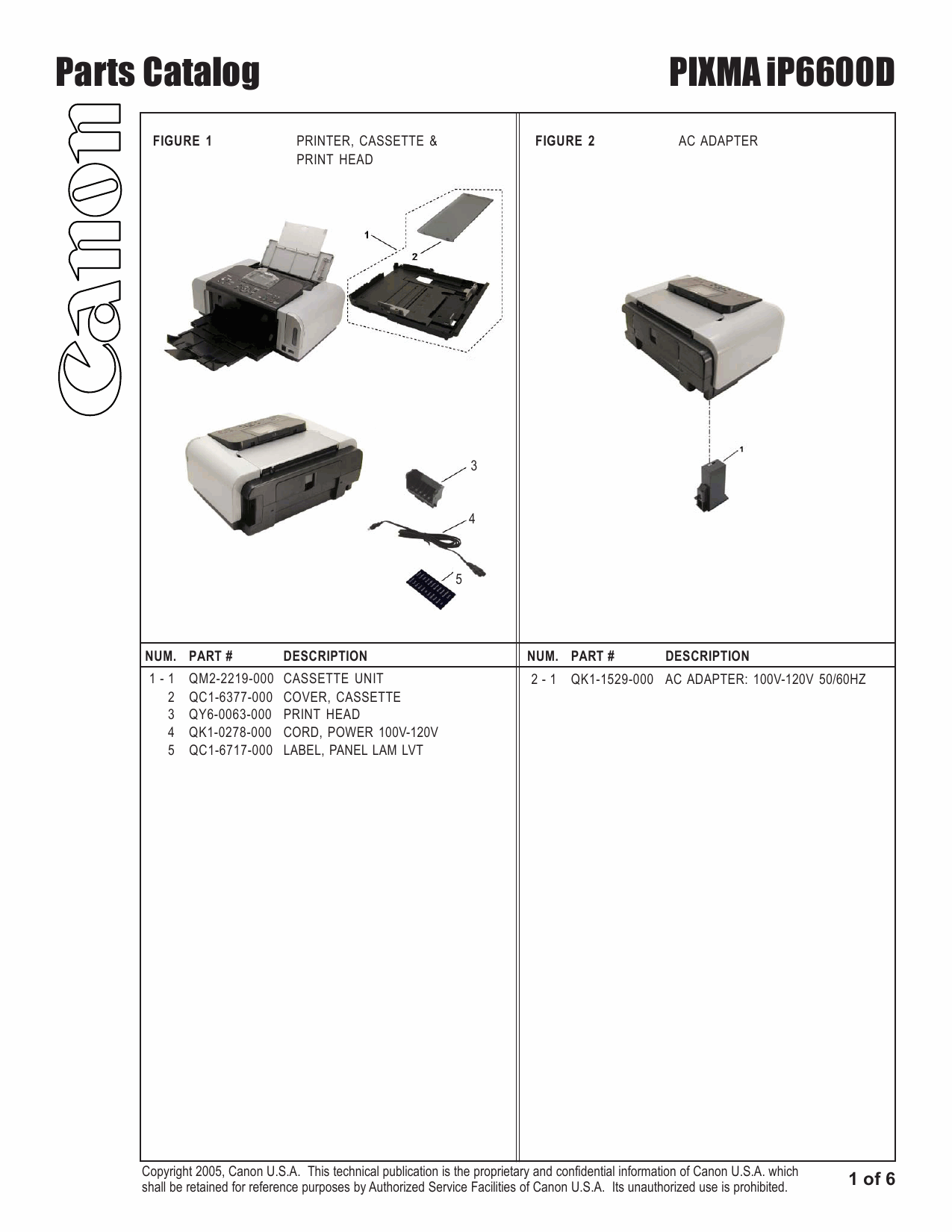 Canon PIXMA iP6600D Parts Catalog-2